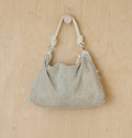 Knotted-handle woven mesh tote bag