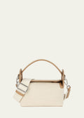 Canvas and leather box-style convertible crossbody/top-handle bag