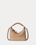 Suede and leather convertible mini hobo bag