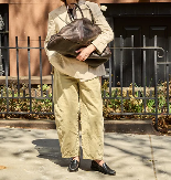 Oversized croco-embossed leather tote bag