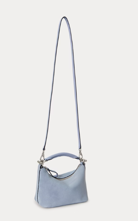 Suede and leather convertible mini hobo bag
