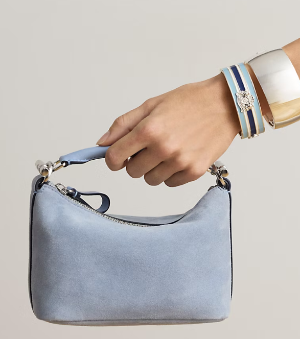 Suede and leather convertible mini hobo bag